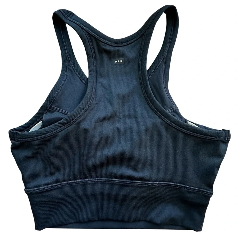 PRANA | NWOT BECKSA BLACK RIBBED BRALETTE YOGA UPF 50 | XS